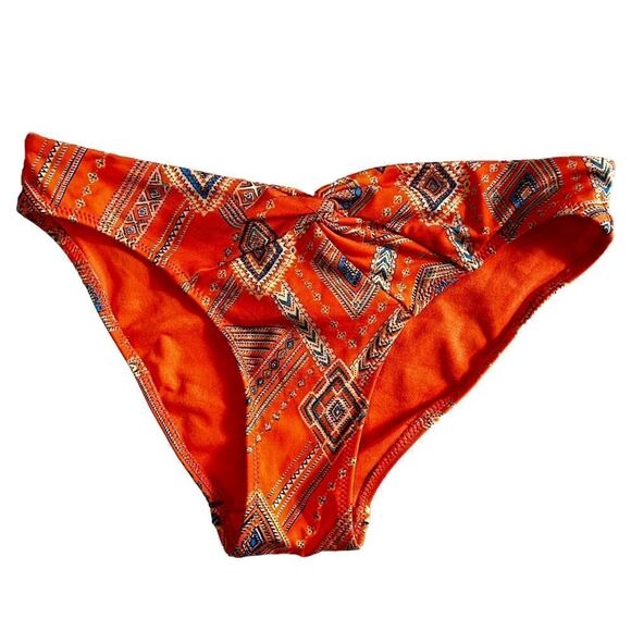 H&M  Neon Orange Aztec Bikini Bottom Size 4 - Picture 1 of 4